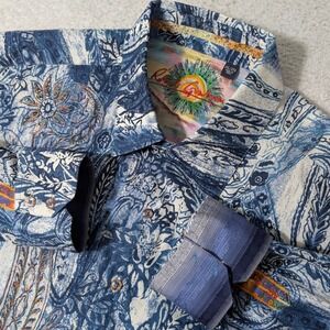 Robert Graham Button up Shirt Mens 2XL Blue Paisley Embroidery L/S Cotton EUC